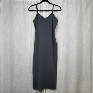 Bodycon Midi Dress Juniors L Gray Stretchy Minimalist Neutral 90s Grunge Indie